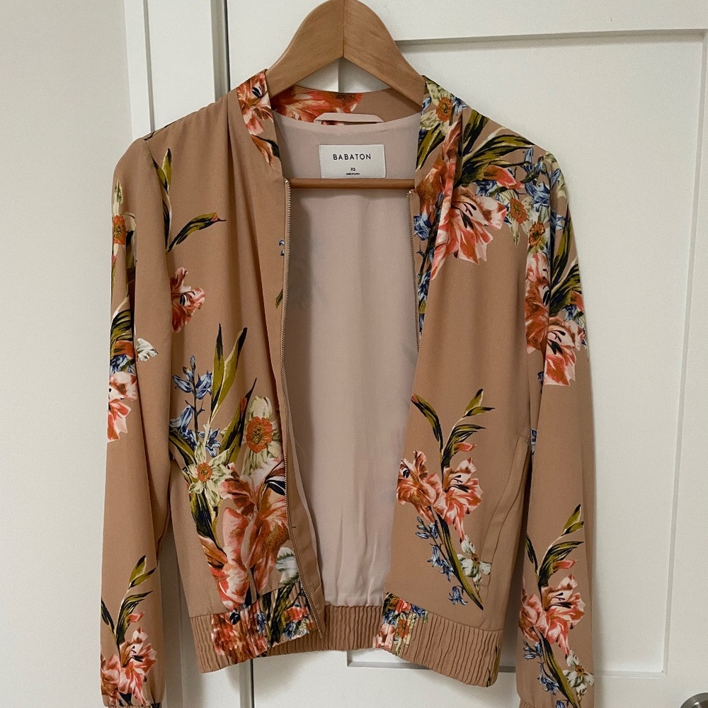 Aritzia Babaton Floral Bomber Jacket Size XS